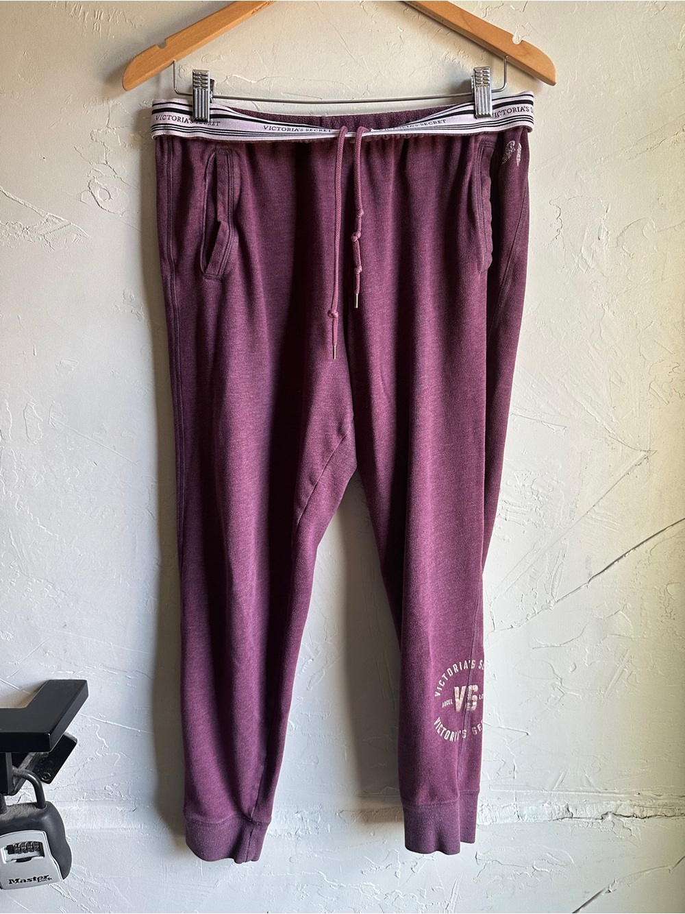 Victoria’s Secret Foldover Sweatpants Plum Logo Waistband Joggers Y2K Inspired M